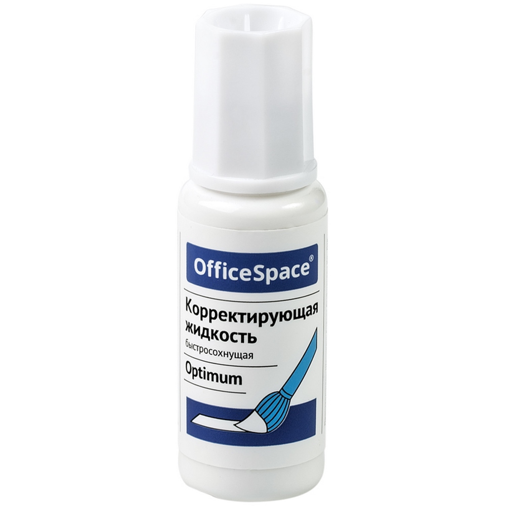 Корректирующая жидкость 15мл, спиртовая основа, кисть "Office Space" Optimuum 24776