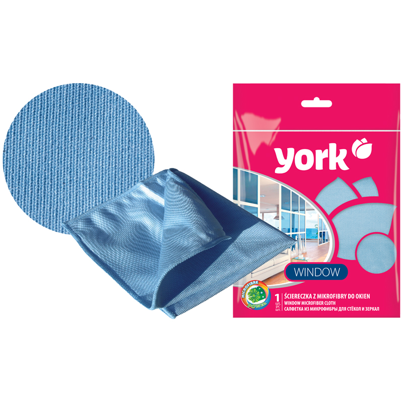 Салфетка для стекол и зеркал "York" Window 30*30см микрофибра, 1шт 026150