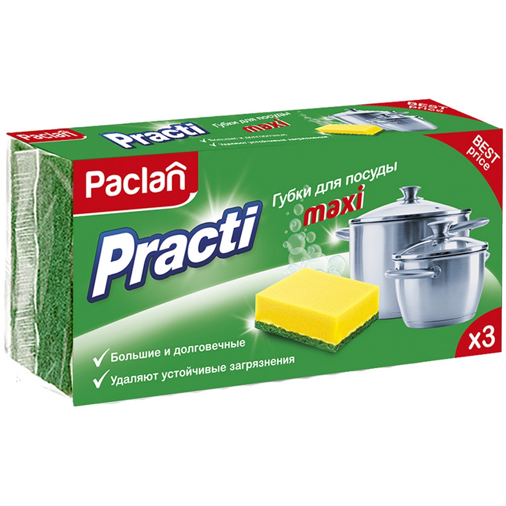 Губка для посуды "Paclan" Practi, 3шт 84125