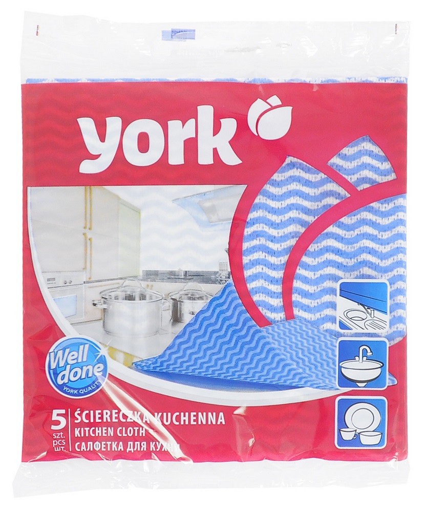 Салфетка для уборки "York" БС 34*35см вискоза, 5шт 021030