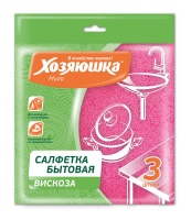 Салфетка для уборки "Хозяюшка Мила" Бытовая 35*35см вискоза, 3шт 04001