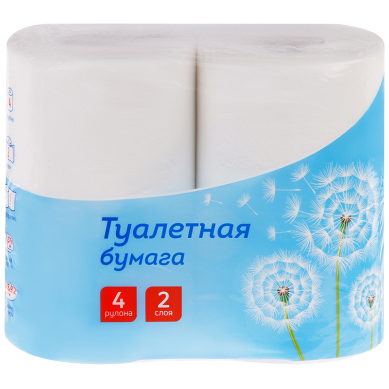 Туалетная бумага "Office Clean" БС, 2 слоя, 4шт 325788