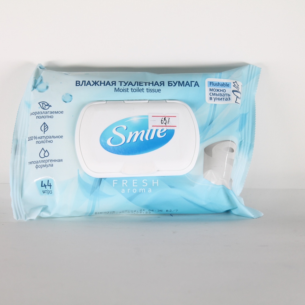 Влажная туалетная бумага "Smile" Fresh/Sensitive aroma, 1 слой, 1шт 36895