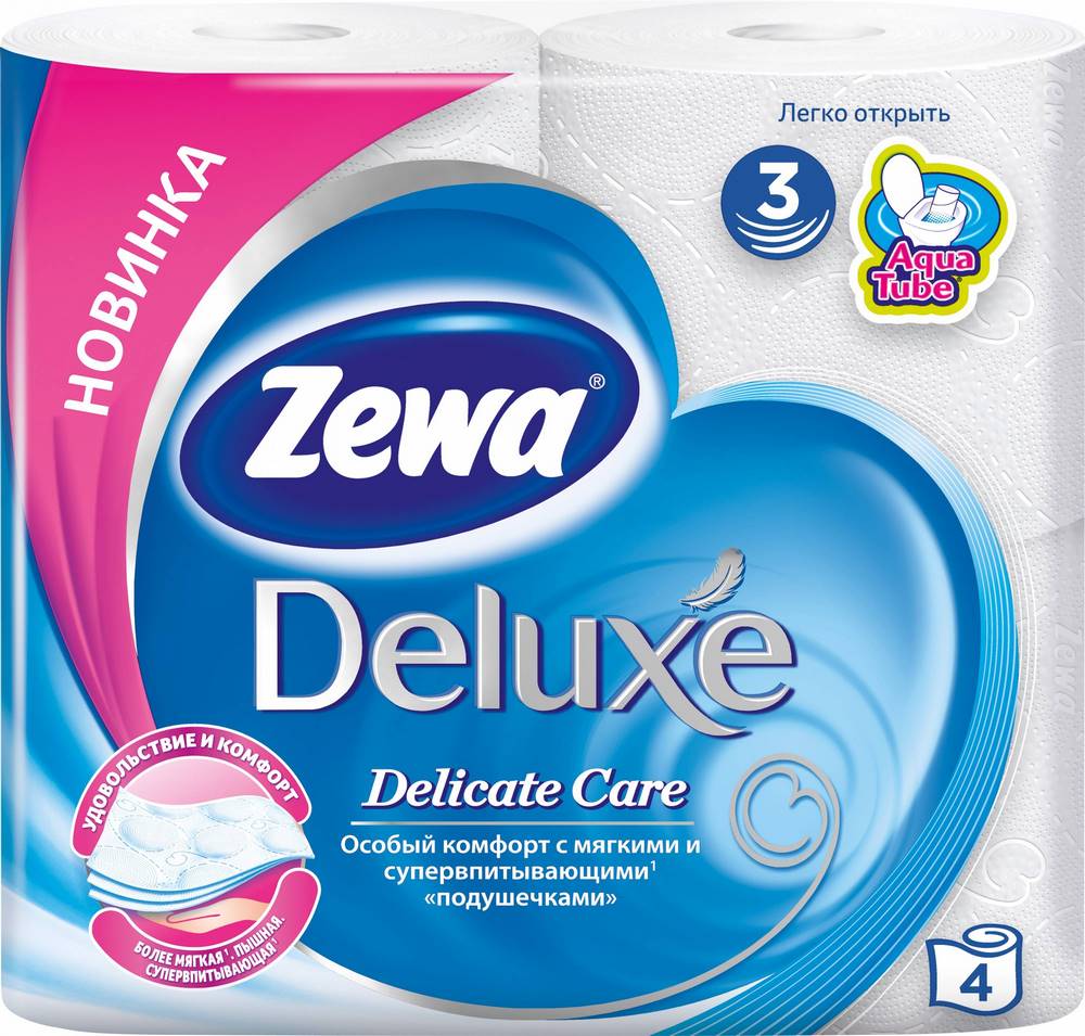 Туалетная бумага "Zewa" Deluxe, 3 слоя, 4шт 13369
