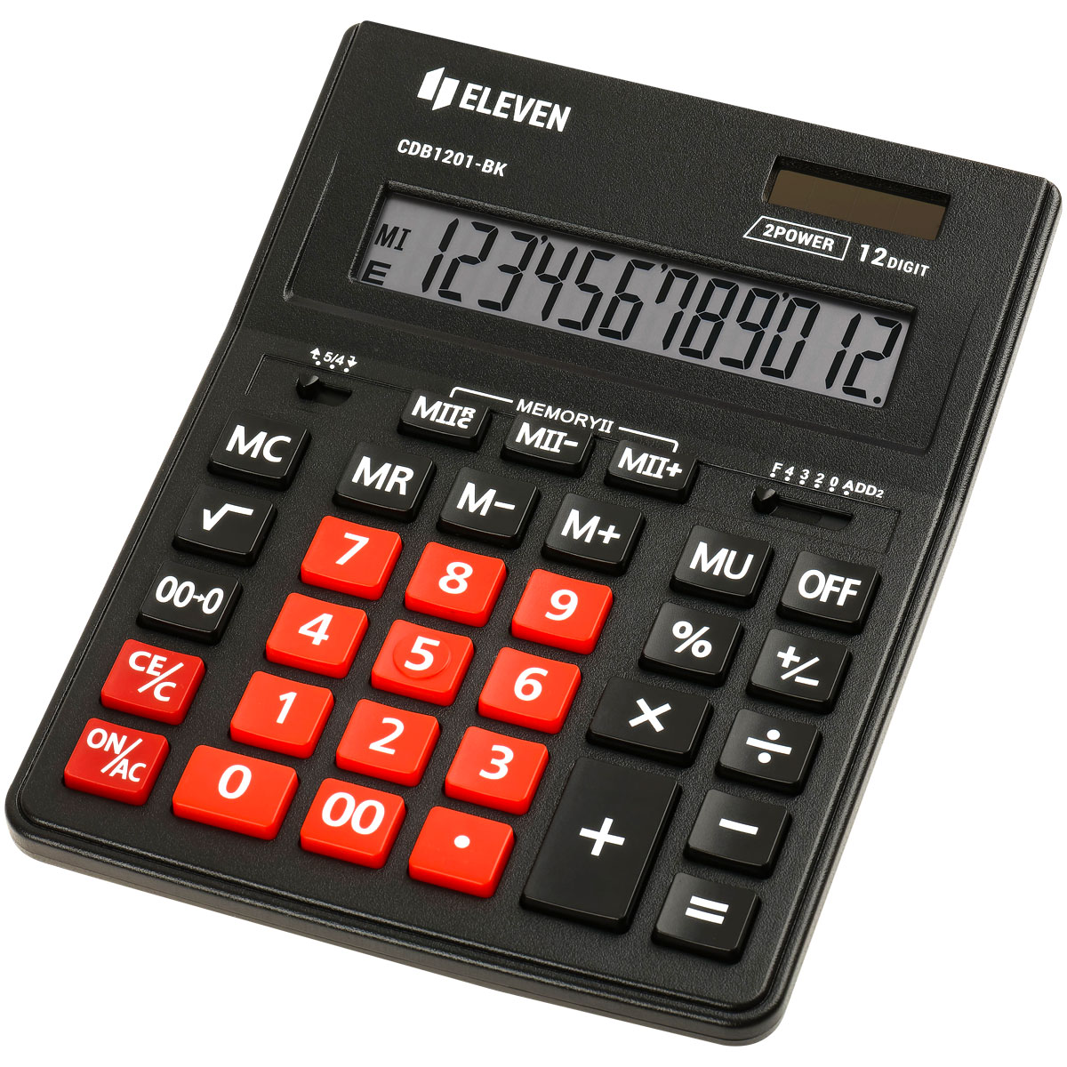 Калькулятор настольный 12 разрядов, 155*205*35 мм черный-красный "Eleven" Business Line CDB1201-BK/R