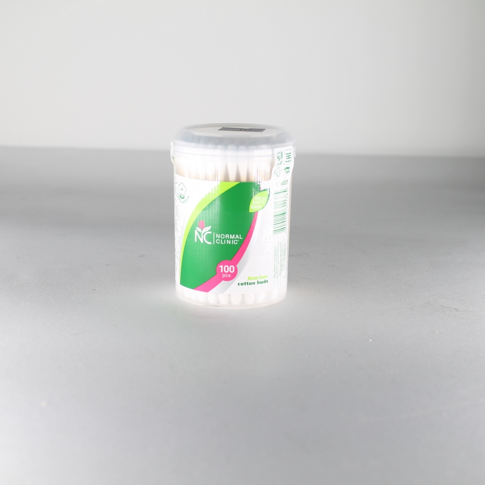 Ватные палочки "Normal clinic" Bamboo cotton buds, стакан, 100шт 11385