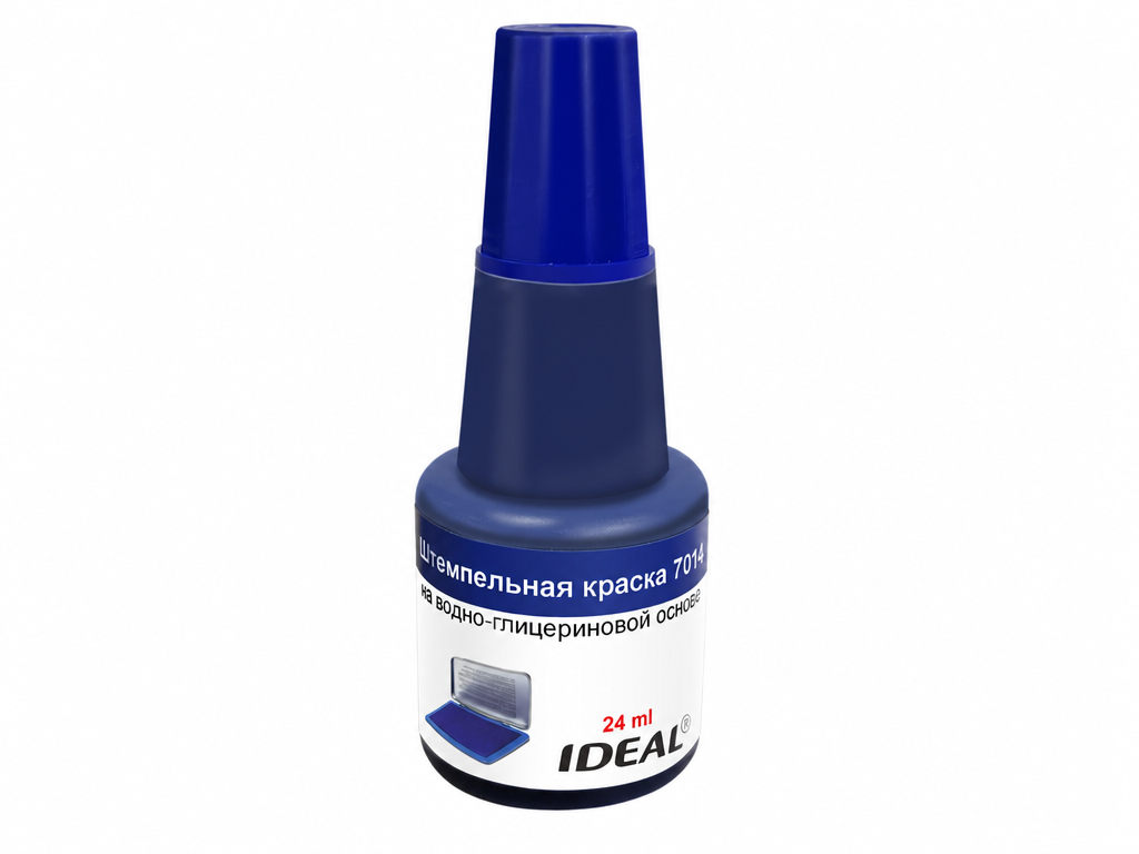 Штемпельная краска 24мл синяя с дозатором "Ideal" 7014