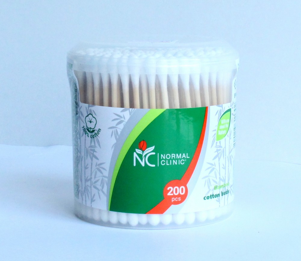 Ватные палочки "Normal clinic" Bamboo cotton buds, стакан, 200шт 11392