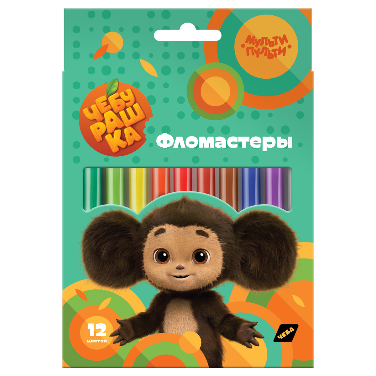 Фломастеры 12 цветов "Мульти-Пульти" Чебурашка ФЛЧБ_53015